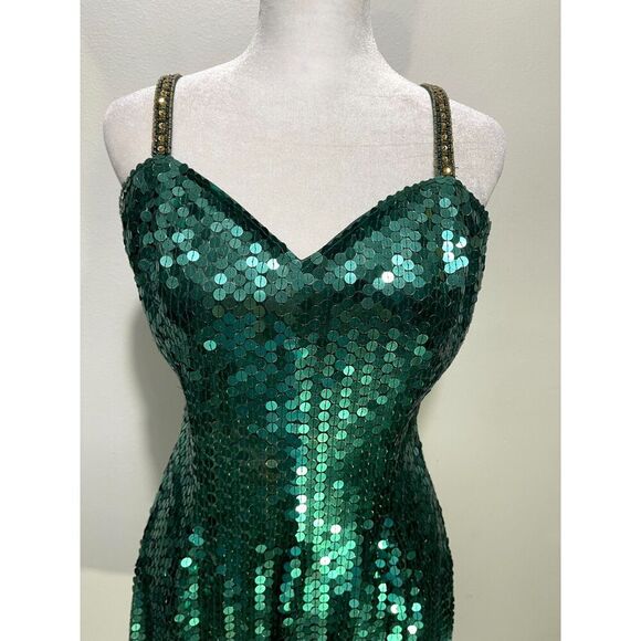 Scala Collection dress sequins disco night out green circular festive women's 8 - Picture 3 of 8